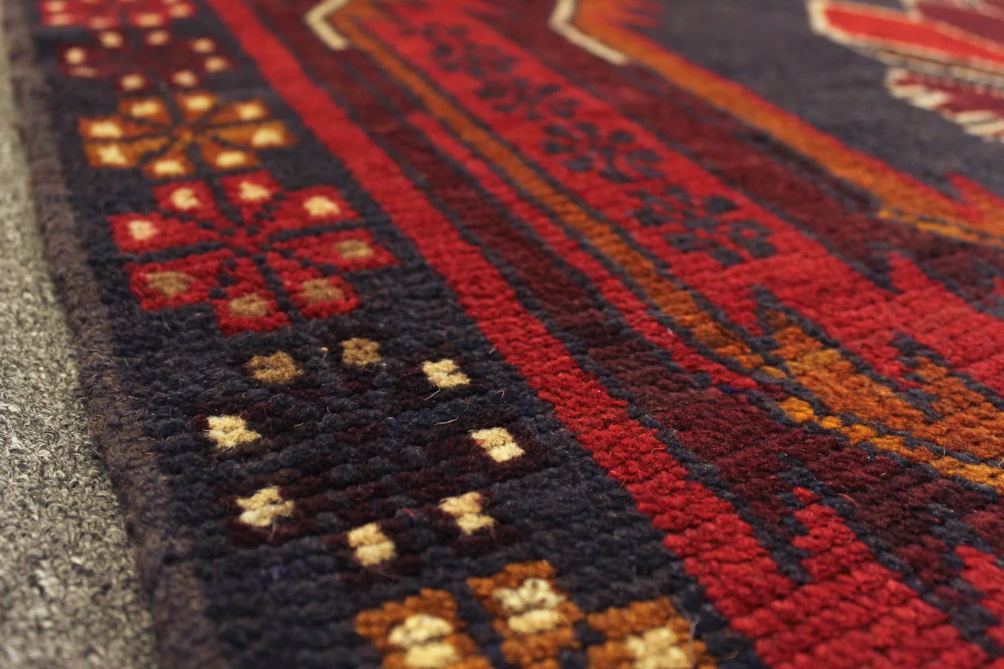 Baluchi rug edge pattern detail