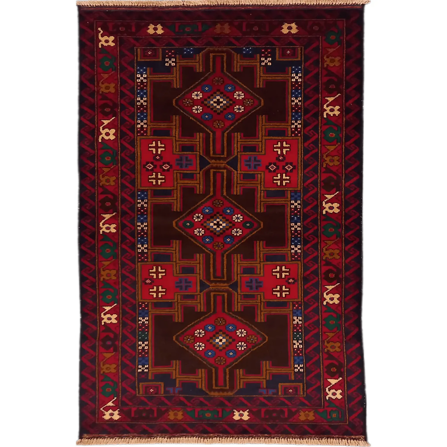 Baluchi hand-knotted wool rug 190 x 102 cm full view
