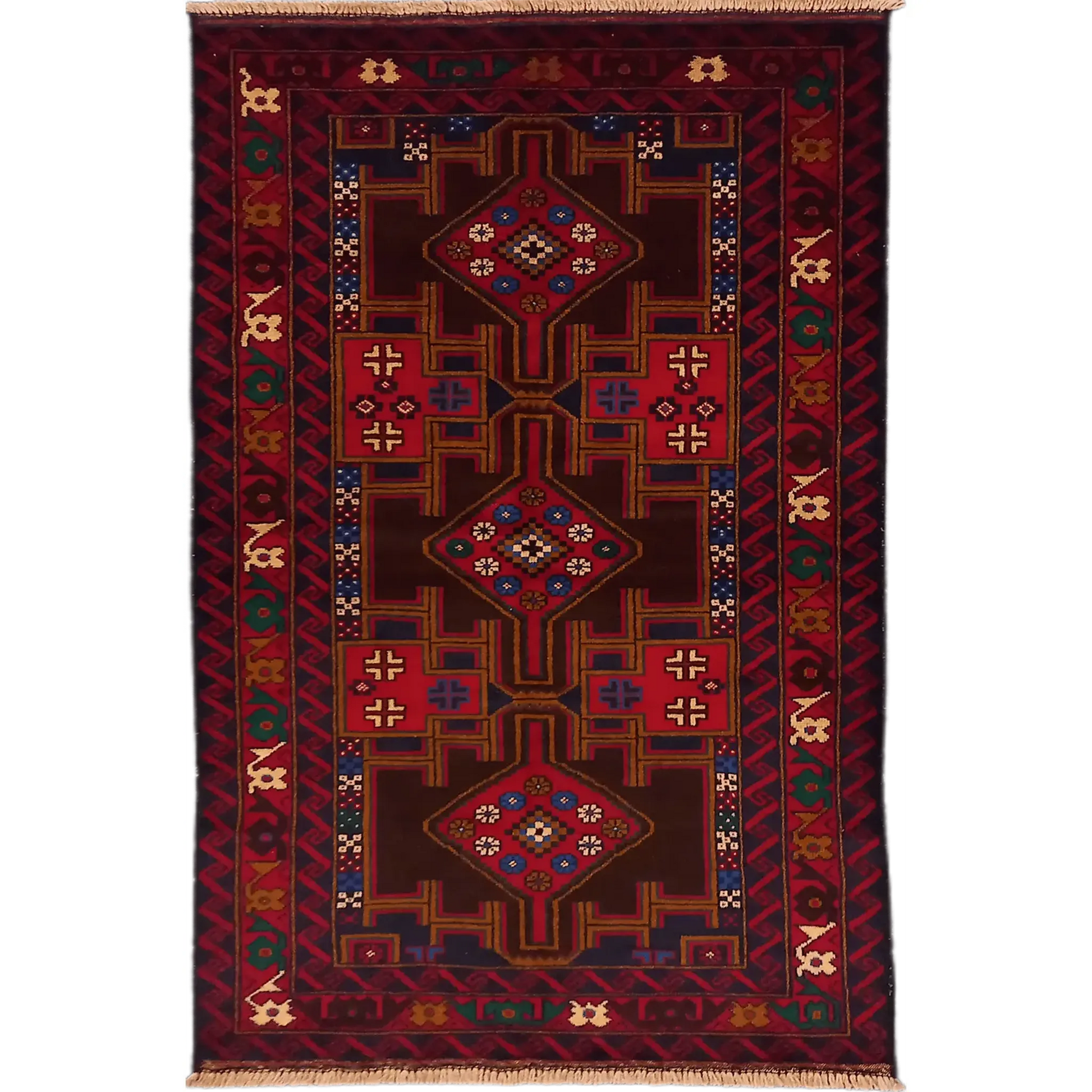 Baluchi hand-knotted wool rug 190 x 102 cm full view