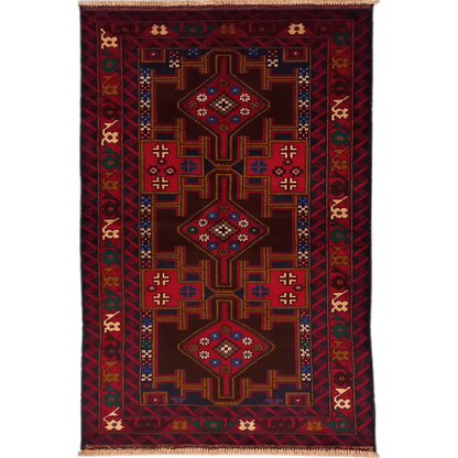 Baluchi hand-knotted wool rug 190 x 102 cm full view