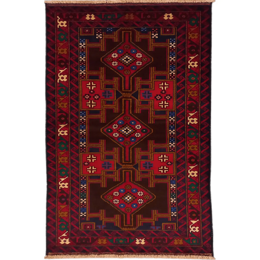 Baluchi hand-knotted wool rug 190 x 102 cm full view