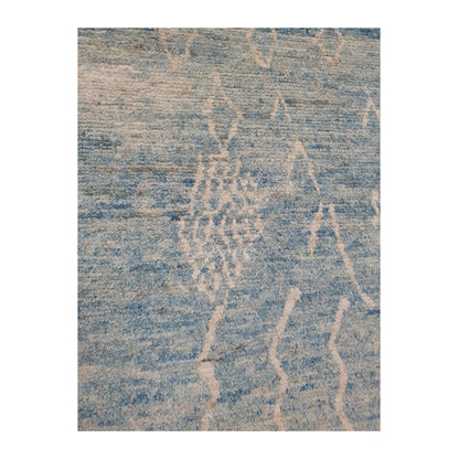Field detail of blue Moroccan hand-knotted wool rug, 240 x 156 cm