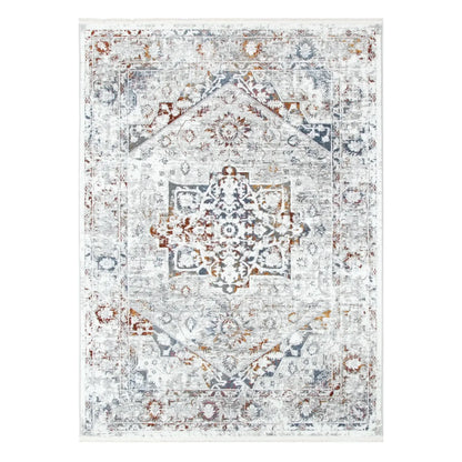 Full view of Bohemian Paradise classic vintage grey multi rug 290 x 200 cm with medallion pattern