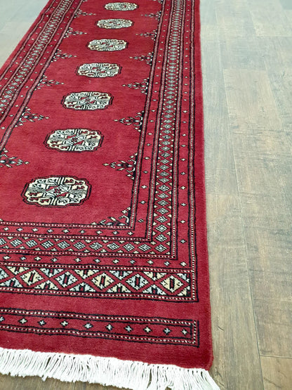 Bokhara runner rug red gul pattern detail