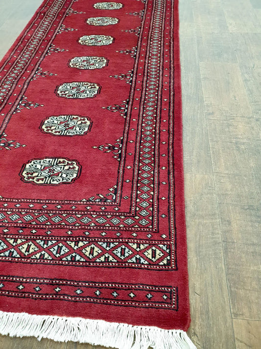 Bokhara runner rug red gul pattern detail