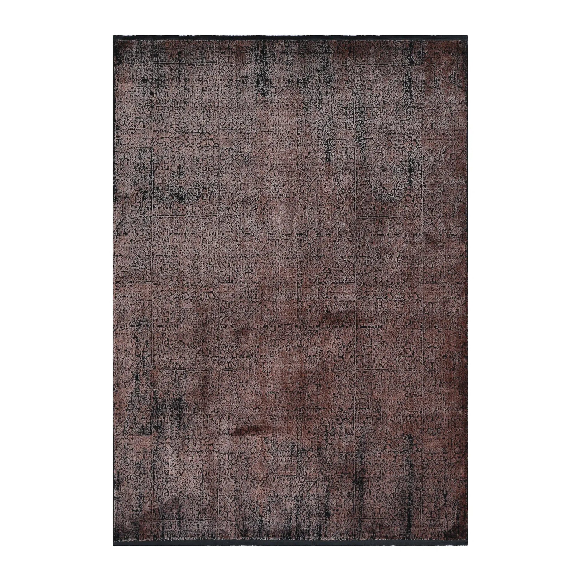 Full view of Brooklyn 100 copper mosaic modern rug with layered textured pattern