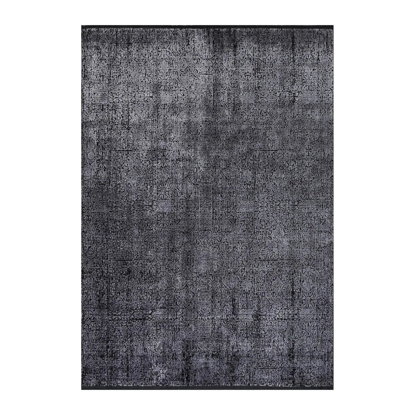 Full view of Brooklyn 100 silver mosaic modern rug 290 x 200 cm with layered textured pattern