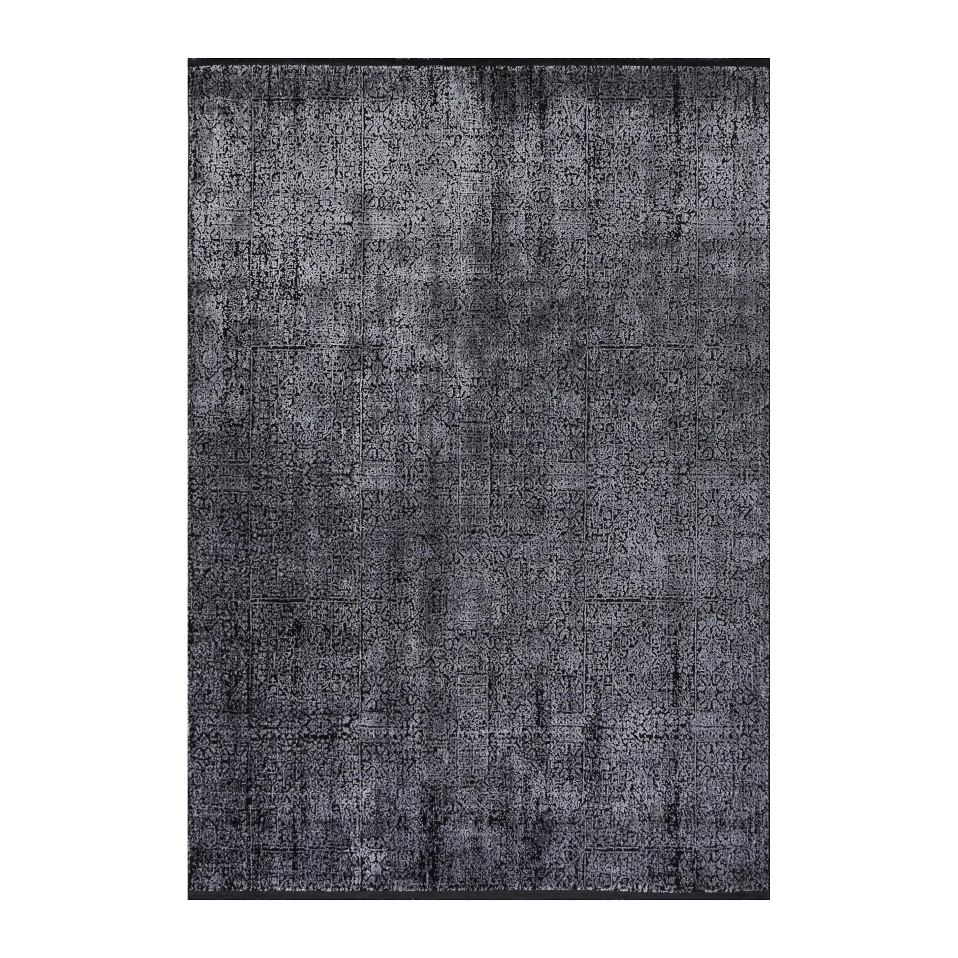 Full view of Brooklyn 100 silver mosaic modern rug 290 x 200 cm with layered textured pattern