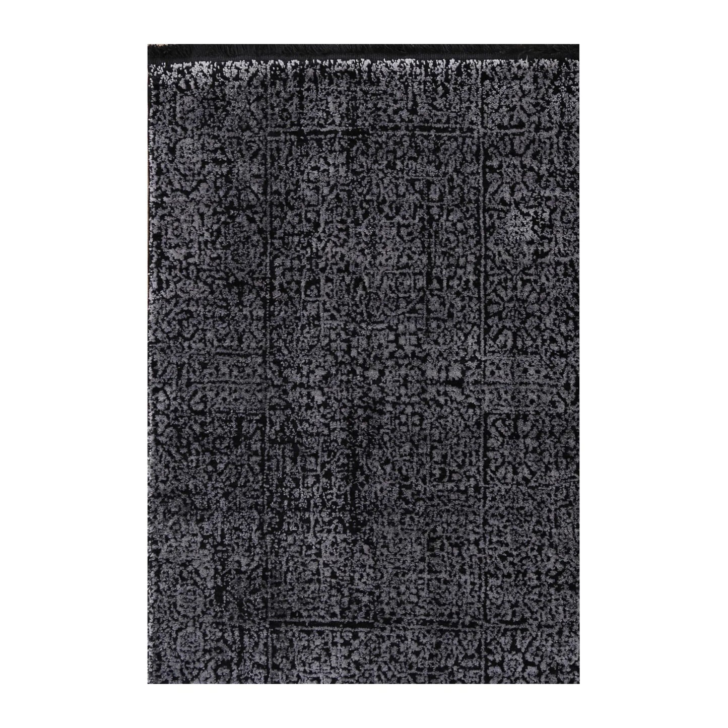 Pattern detail of Brooklyn 100 silver mosaic rug showing silver-grey textured surface