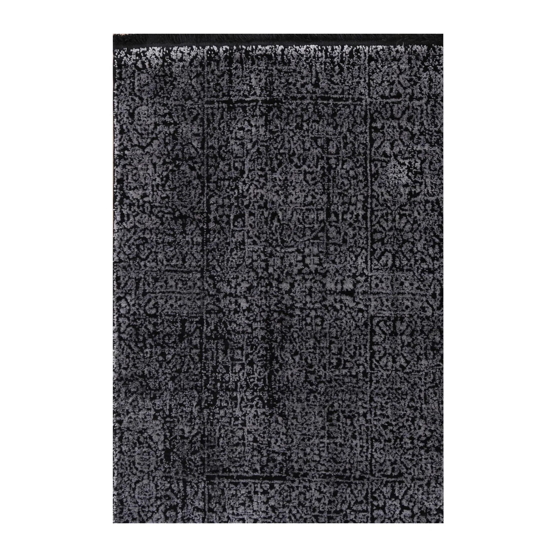 Pattern detail of Brooklyn 100 silver mosaic rug showing silver-grey textured surface