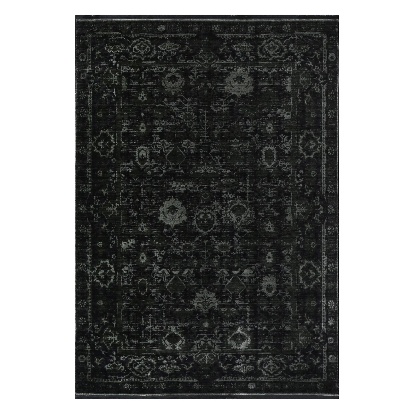 Full view of Brooklyn 300 emerald ornate rug with layered ornamental pattern