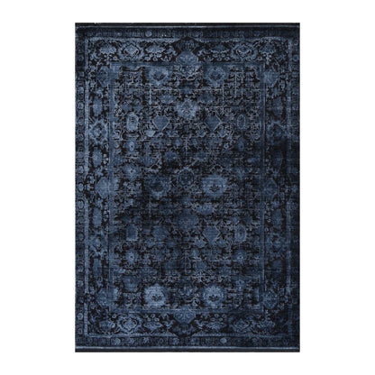 Full view of Brooklyn 300 navy blue ornate rug 290 x 200 cm with layered ornamental pattern