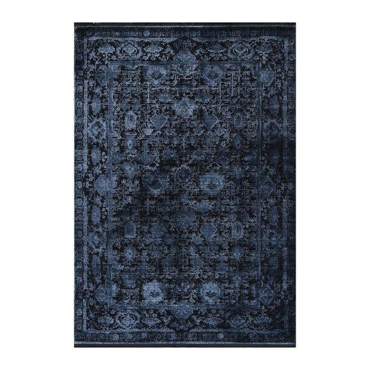 Full view of Brooklyn 300 navy blue ornate rug 290 x 200 cm with layered ornamental pattern