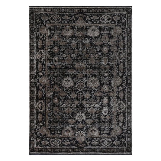 Full view of Brooklyn 300 pewter ornate rug 290 x 200 cm with layered ornamental pattern