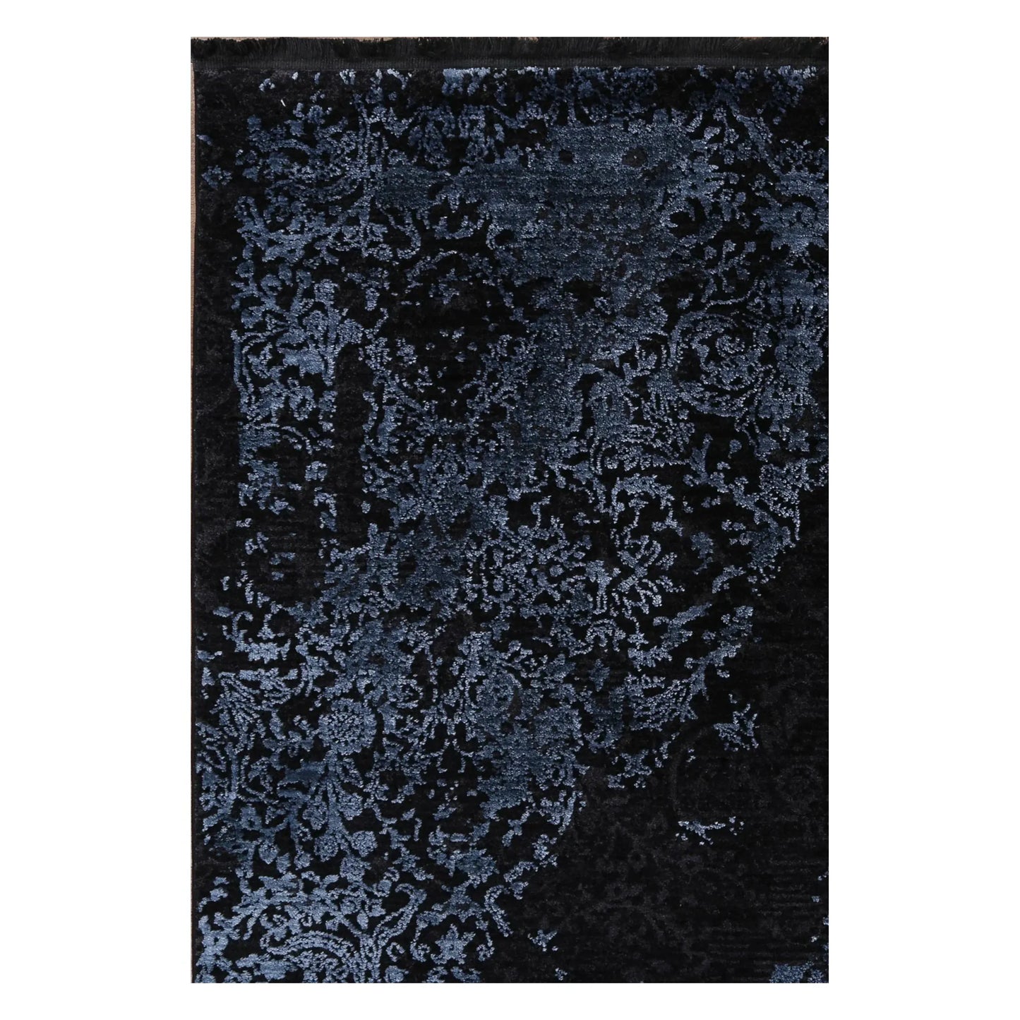 Pattern detail of Brooklyn 400 blue medallion rug showing raised ornamental texture
