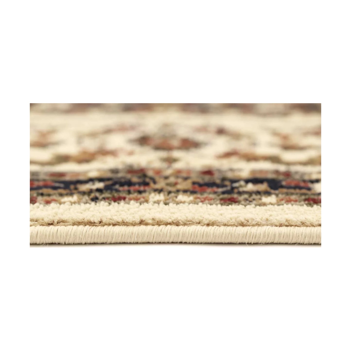 Pile and edge detail of Classica 4638 Beige Traditional Rug showing soft texture, cream field and bound edge, 230 x 160 cm
