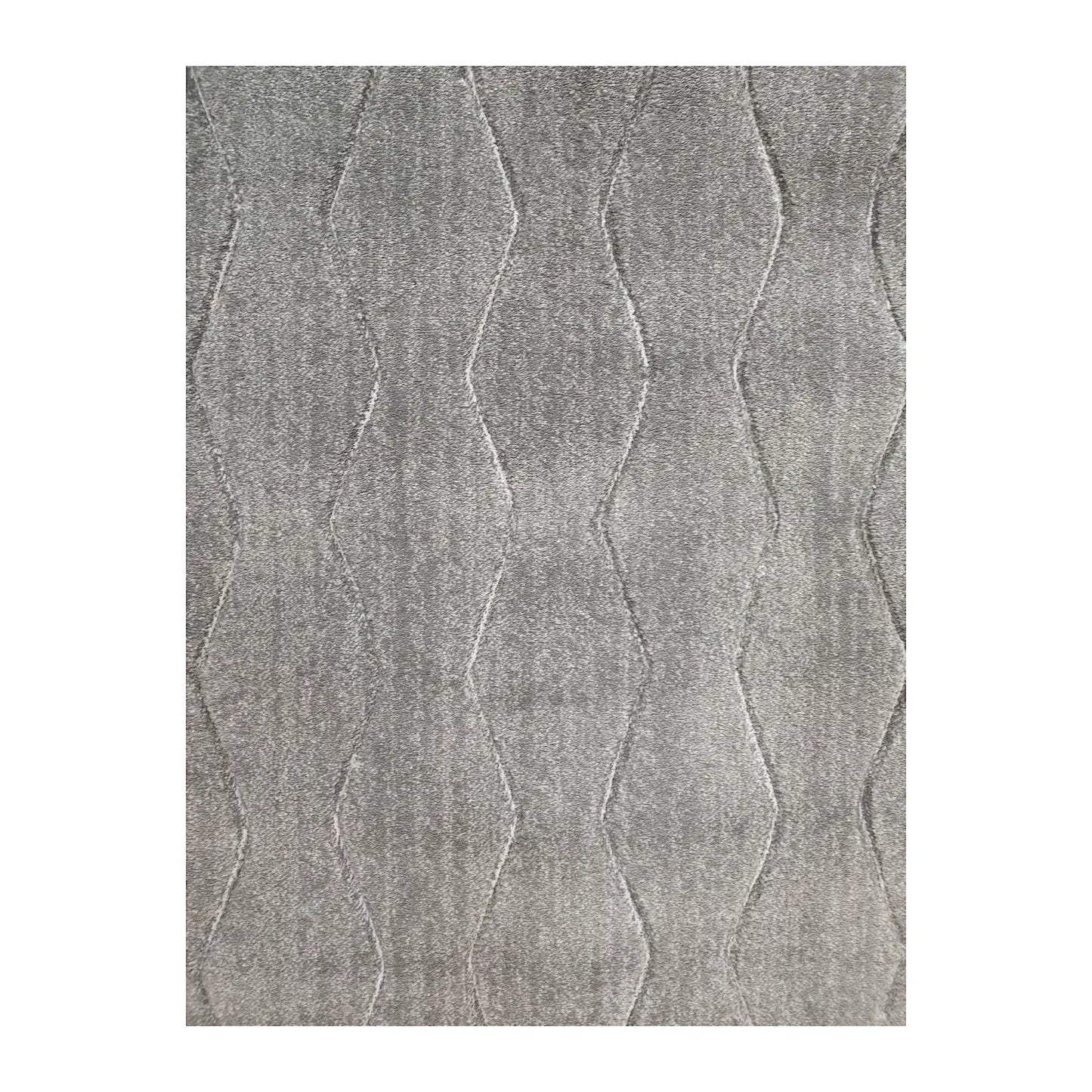 Close-up of Denver Grey Abstract Runner Rug showing wavy charcoal linear pattern across a grey ground