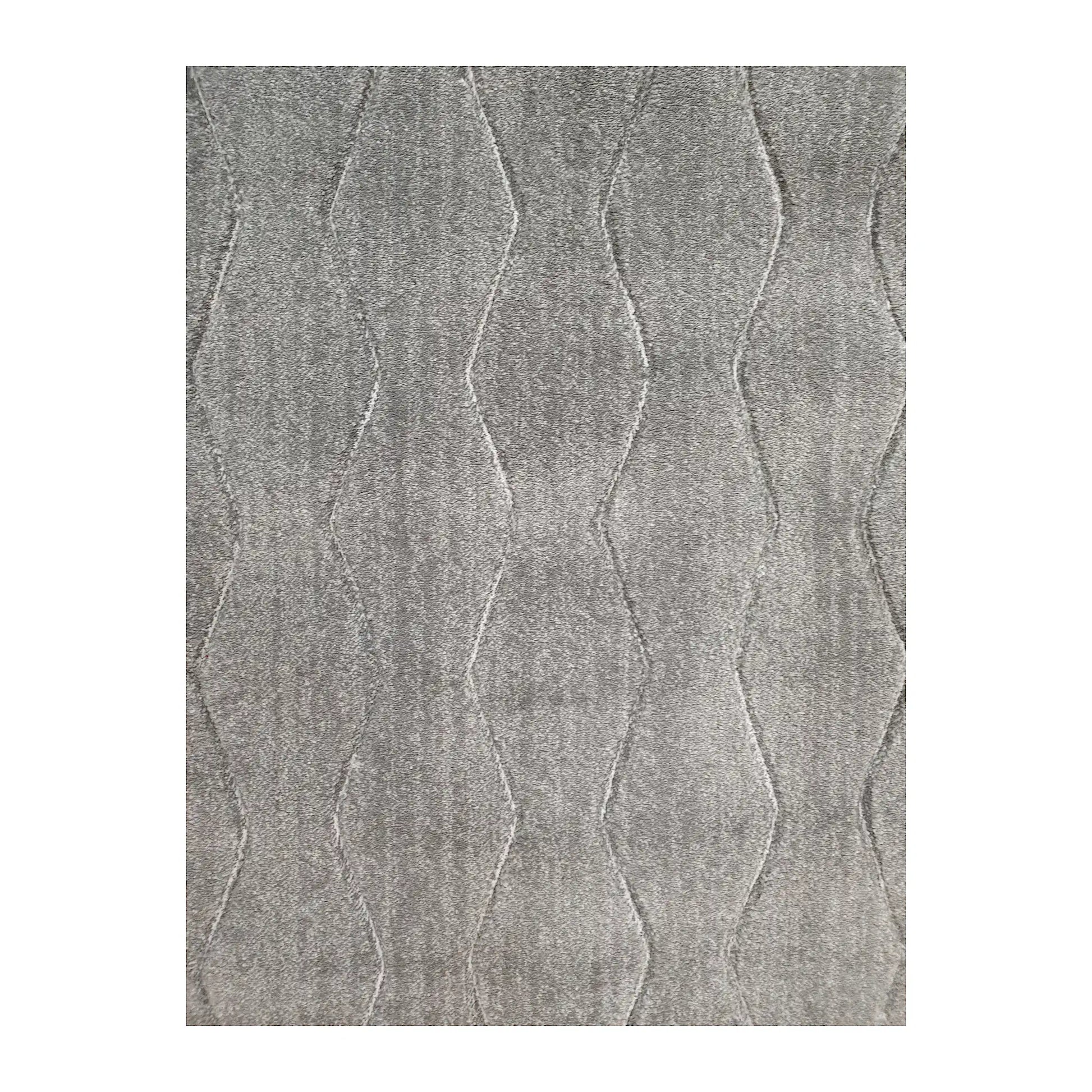 Close-up of Denver Grey Abstract Runner Rug showing wavy charcoal linear pattern across a grey ground