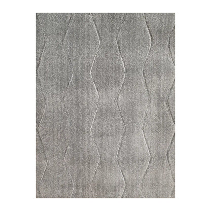 Close-up of Denver Grey Abstract Runner Rug showing wavy charcoal linear pattern across a grey ground