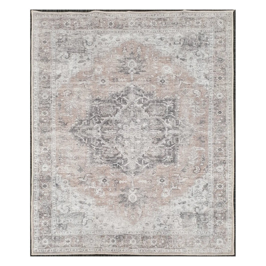 Grey blush medallion cotton rug 170 x 120 cm shown in full view
