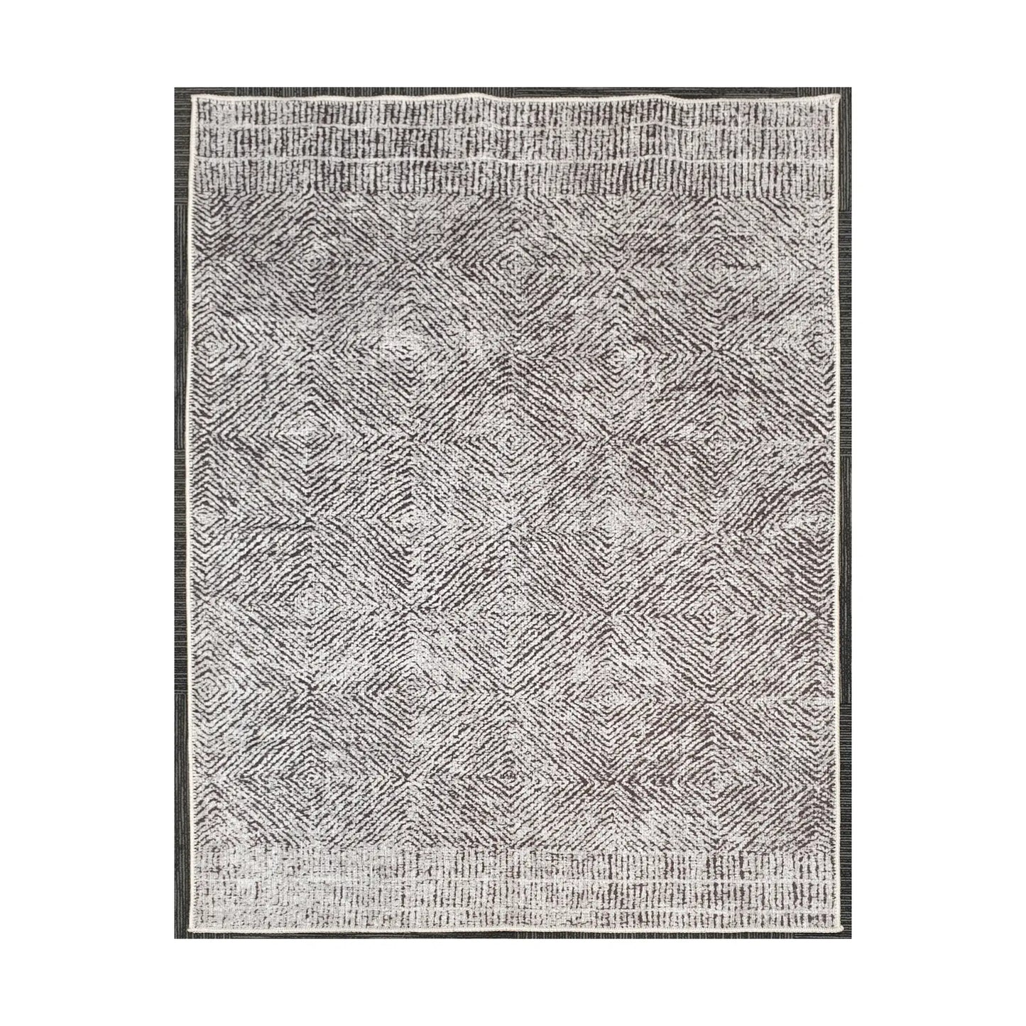 Grey charcoal chevron cotton rug 170 x 120 cm shown in full view