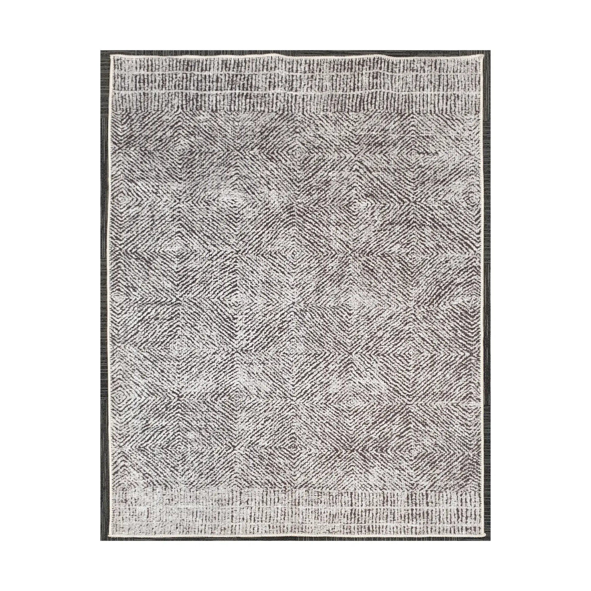 Grey charcoal chevron cotton rug 170 x 120 cm shown in full view