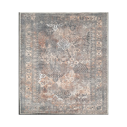 Grey rust medallion cotton rug 170 x 120 cm shown in full view
