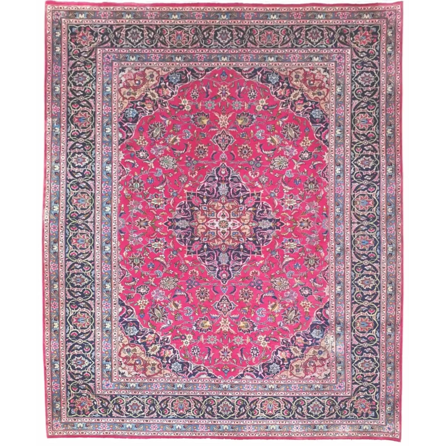 Hand-knotted Mashad Wool Rug Multicolor Floral 305x200cm