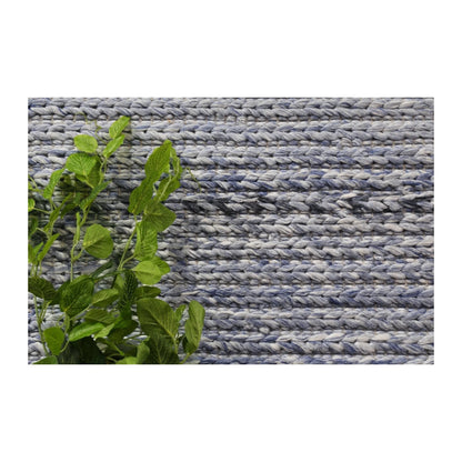 Pile texture detail of Harlow hand-tufted wool rug in layered blue and grey tones
