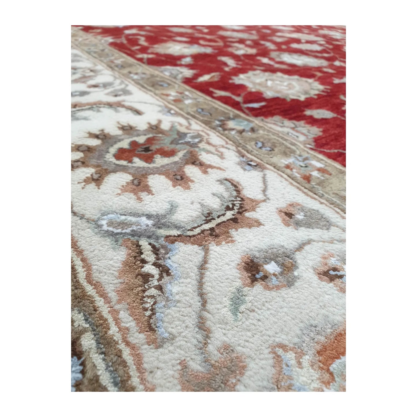 Corner-border detail of Indian Ziegler wool and silk rug, 300 x 198 cm