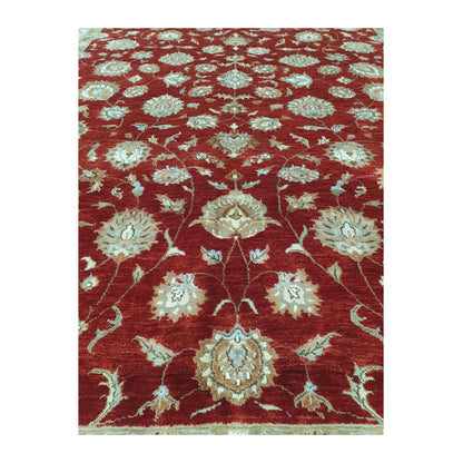 Field detail of Indian Ziegler rug with red background and floral motifs, 300 x 198 cm