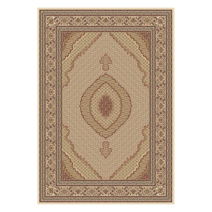 Full view of Isfahan 10828 Beige traditional rug with central medallion, beige field and ornate border, 290 x 200 cm