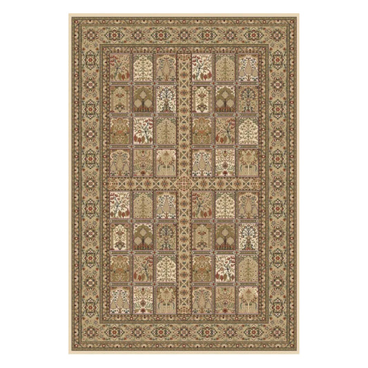 Full view of Isfahan Premium Cream Panel rug with traditional panel pattern, cream field and ornamental border, 290 x 200 cm