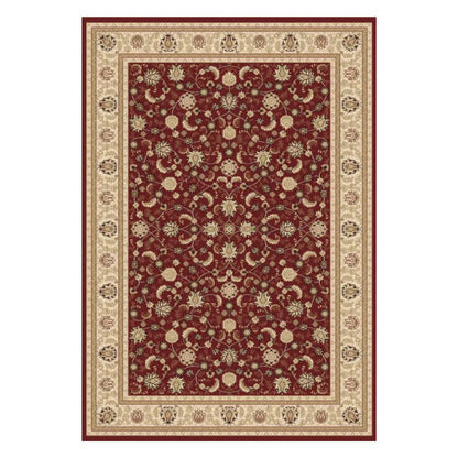 Full view of Isfahan Traditional Designer Red rug with central medallion, red field and ornate border, 290 x 200 cm