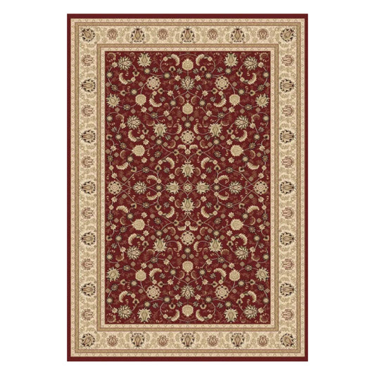 Full view of Isfahan Traditional Designer Red rug with central medallion, red field and ornate border, 290 x 200 cm