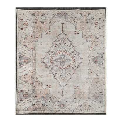 Ivory blush medallion cotton rug 170 x 120 cm shown in full view