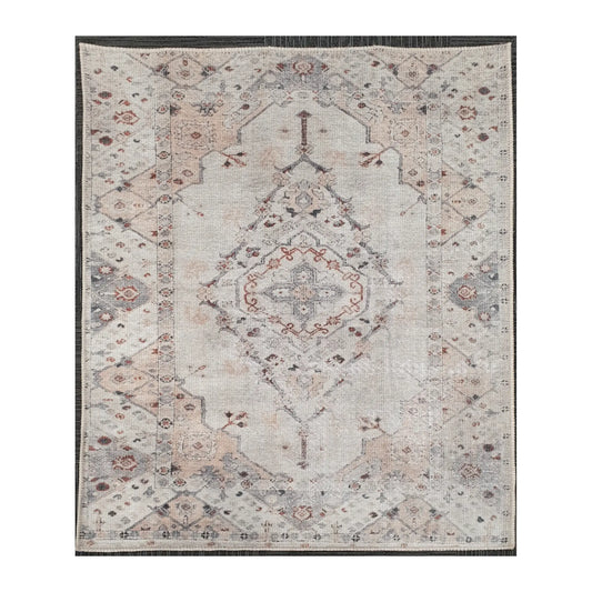 Ivory blush medallion cotton rug 170 x 120 cm shown in full view