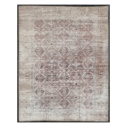 Ivory blush teal floral cotton rug 170 x 120 cm shown in full view