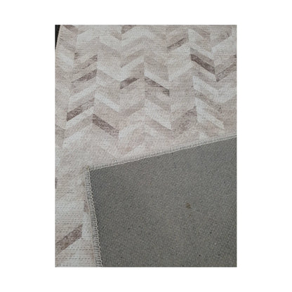 Close-up of ivory grey cotton runner rug corner with back and edge detail