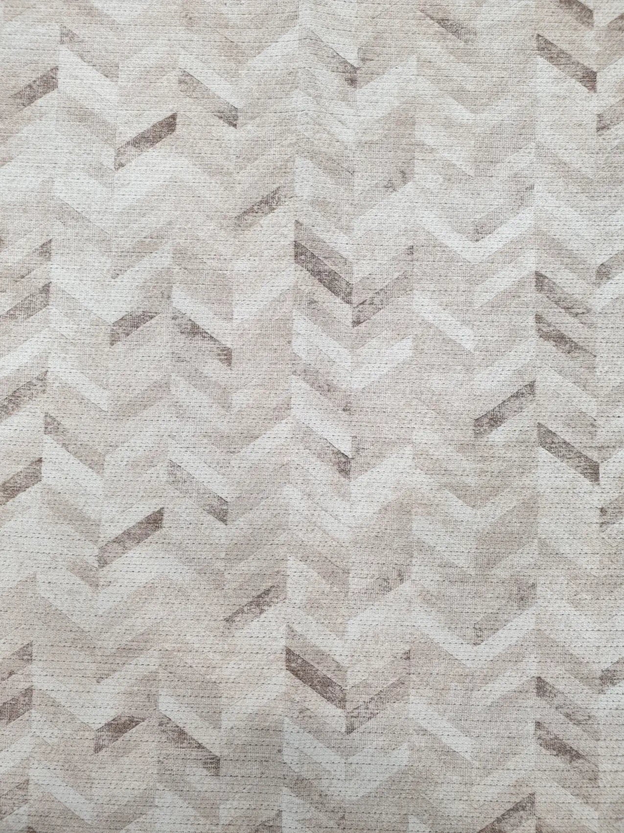 Close-up of ivory grey cotton runner rug herringbone geometric pattern