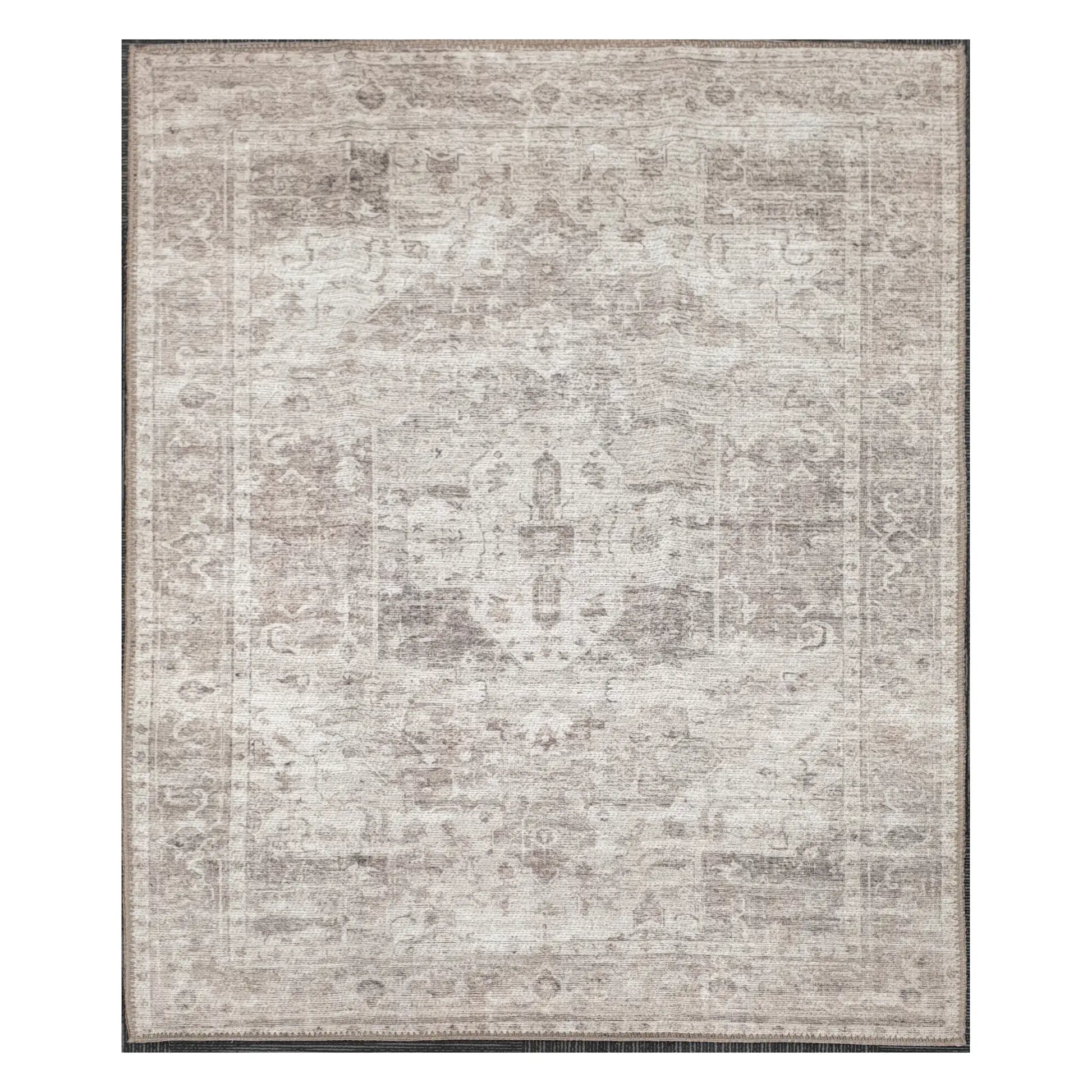Ivory grey vintage-style cotton rug 170 x 120 cm shown in full view
