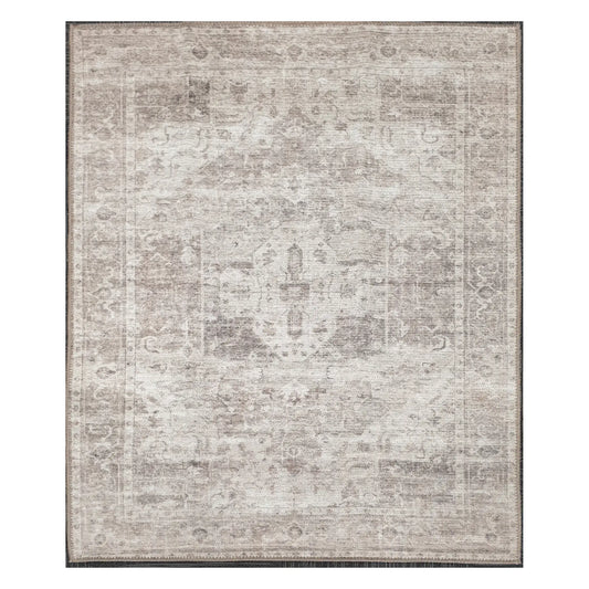 Ivory grey vintage-style cotton rug 170 x 120 cm shown in full view