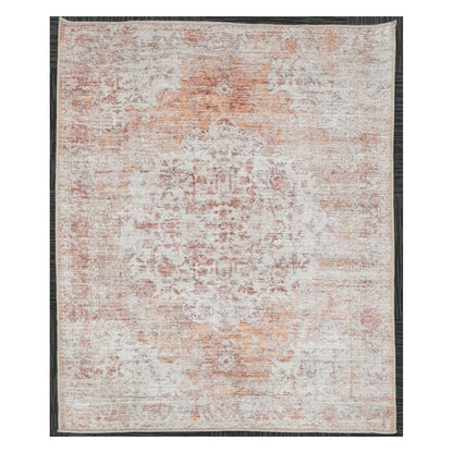 Ivory rust abstract cotton rug 170 x 120 cm shown in full view