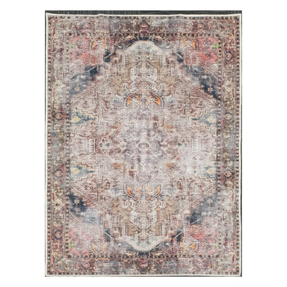 Ivory teal rust medallion cotton rug 170 x 120 cm shown in full view