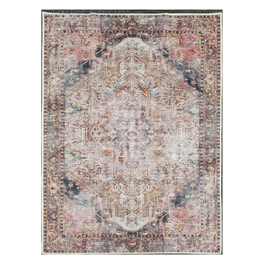 Ivory teal rust medallion cotton rug 170 x 120 cm shown in full view