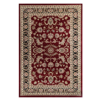 Full view of Julian 90500 Red Black traditional rug with ornate medallion pattern and floral border, 230 x 160 cm