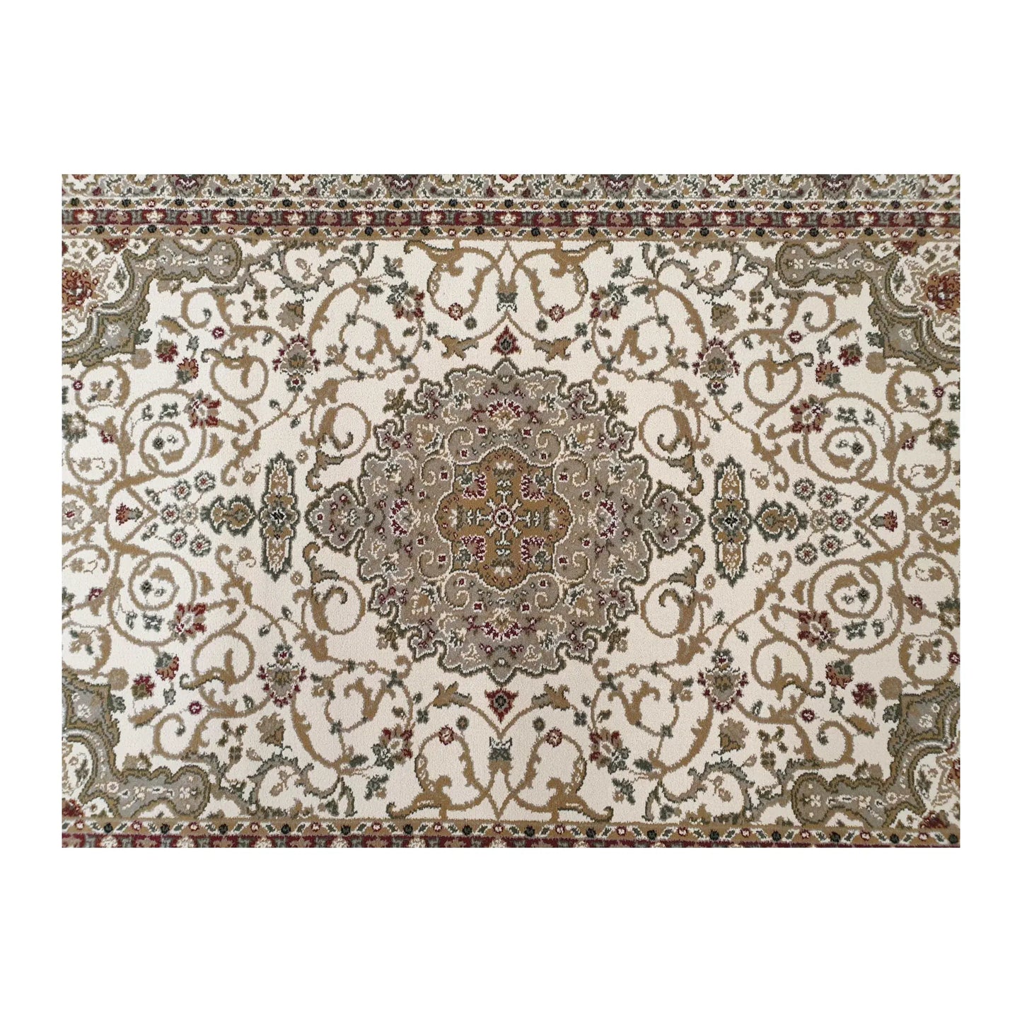 Field and border detail of Julian rug with floral scrollwork and layered borders, 170 x 120 cm