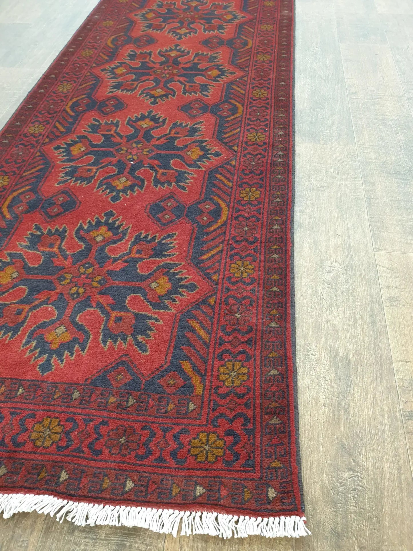 Khal Muhammadi runner rug 385 x 80 cm pattern detail red tribal design