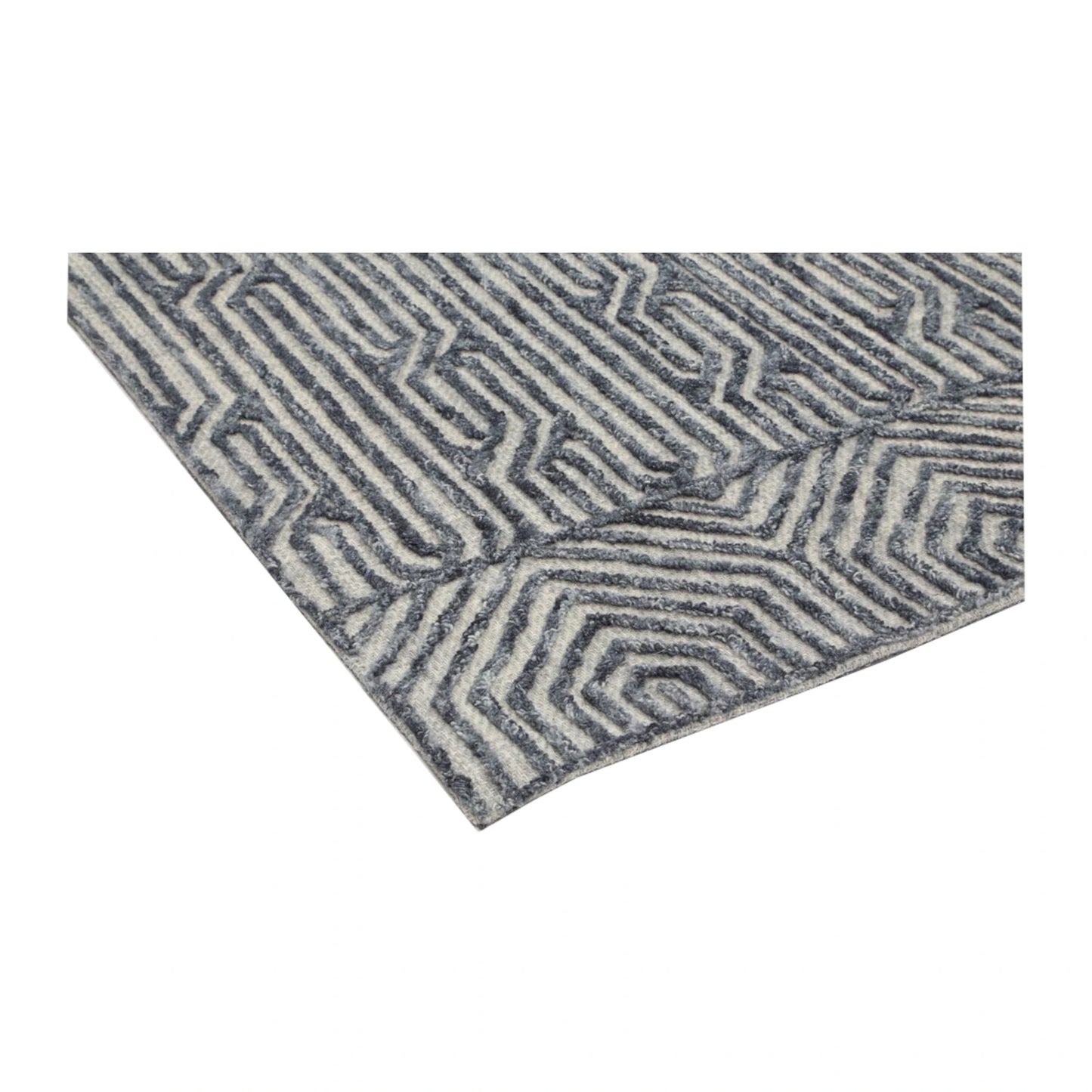 Corner detail of Marbella Almeria wool rug showing geometric texture