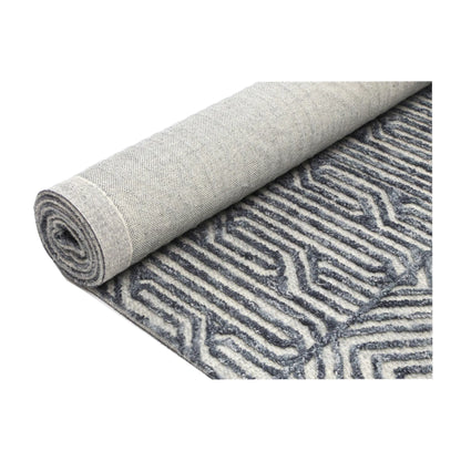 Rolled backing detail of Marbella Almeria blue wool rug